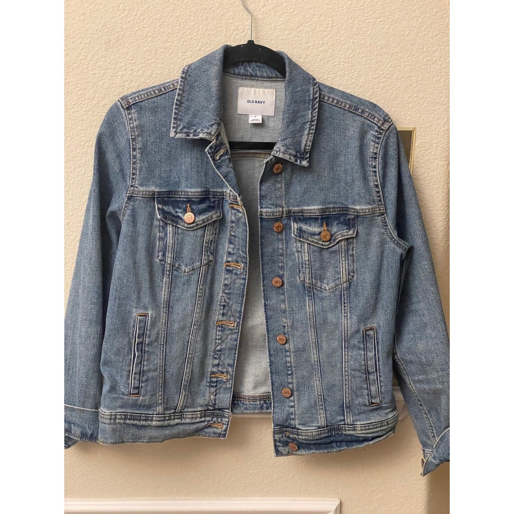 Women Medium Wash Denim Trucker Classic Jacket Staple Piece Old Navy Size M